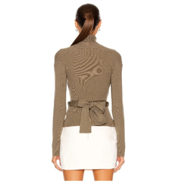 NWT Dion Lee Size XS/2 Warm Khaki Cable Cut-Out Back Tie Turtleneck Sweater - Picture 3 of 16